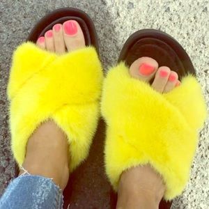 Natural mink fur slides
